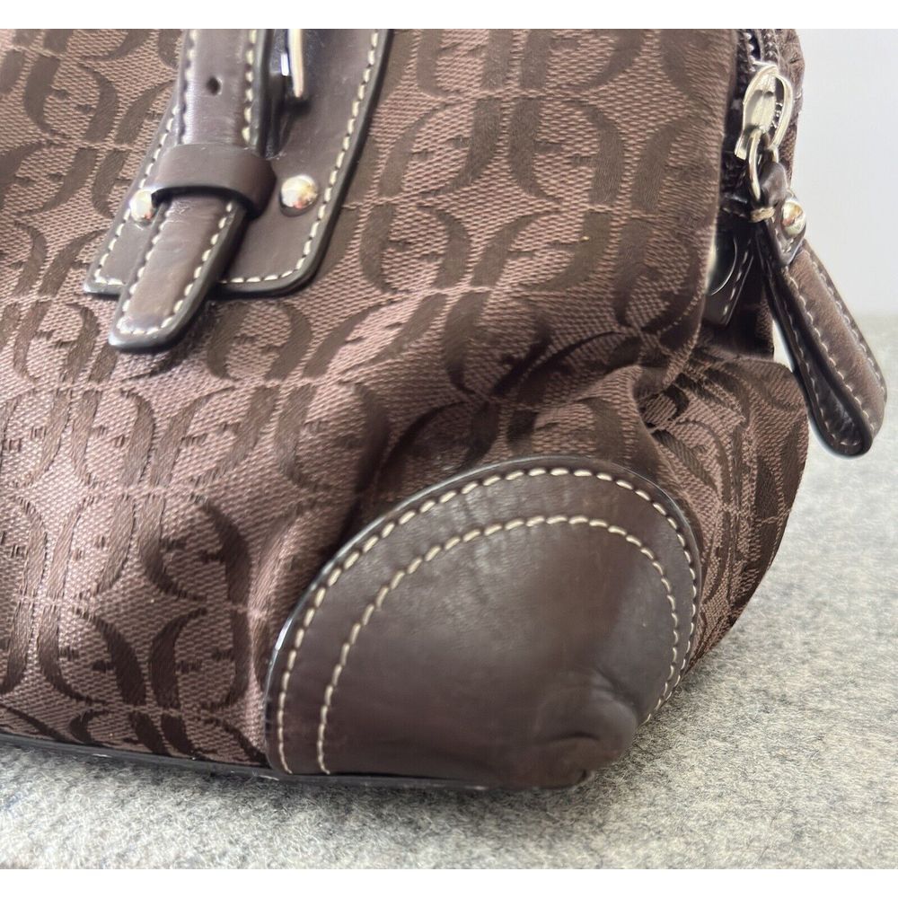 Fossil Modern Vintage Canvas Dark Brown Purse Double Handle - Picture 8 of 9